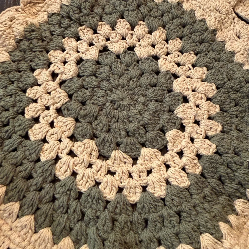 Handcrafted Crochet Placemats - Sage Green and Cream